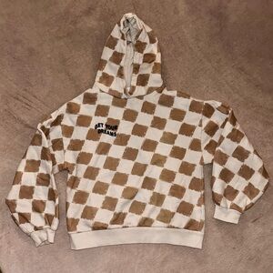 Zara Kids Tan and White Checkered Hoodie